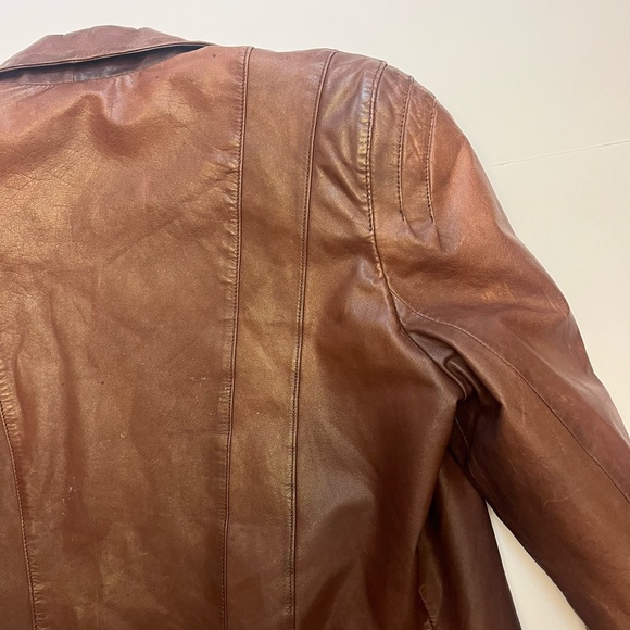 Vintage Fidelity Leathers Women's Distressed Brown Leather Jacket Small - Picture 6 of 12